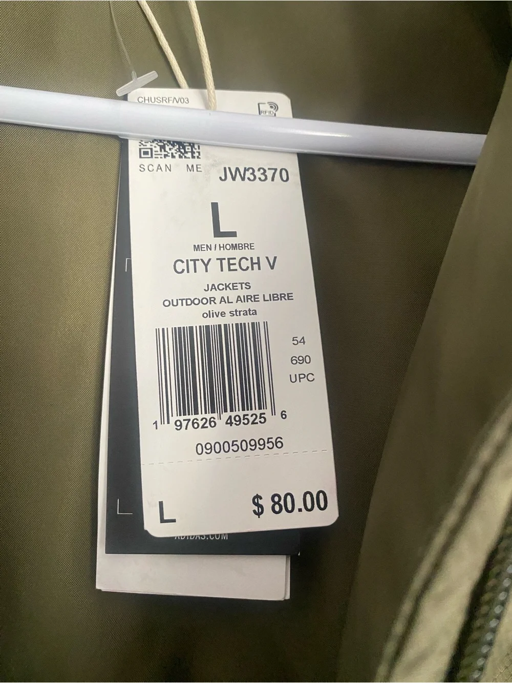 Adidas City Tech V Men’s Jacket – Olive Strata – Size L